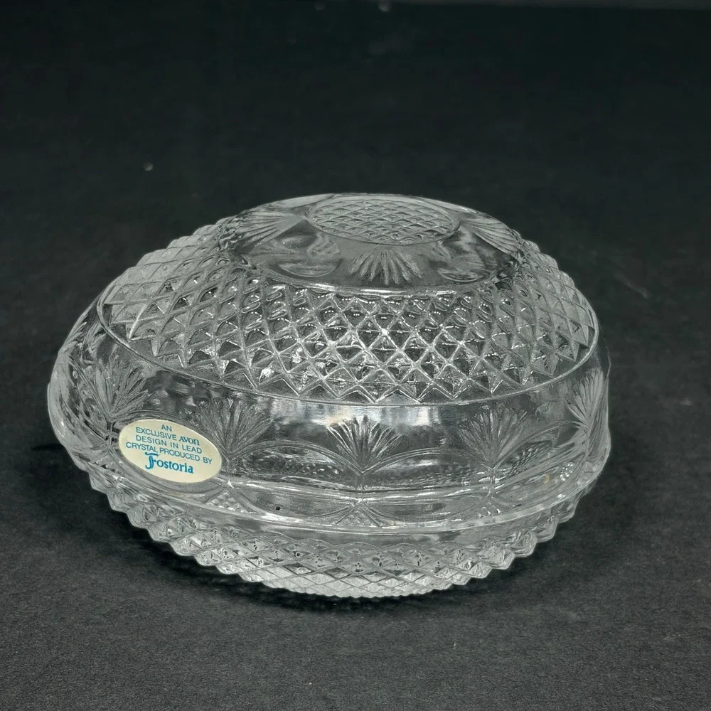 Avon Fostoria Glass Egg Soap Dish Mother's Day 1977 Collectible Orig Sticker
